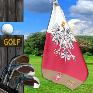 Polish flag & Poland, monogrammed Golf towel