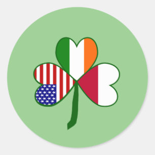 Polish Flag Shamrock Classic Round Sticker