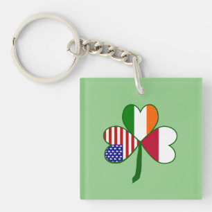 Polish Flag Shamrock Key Ring