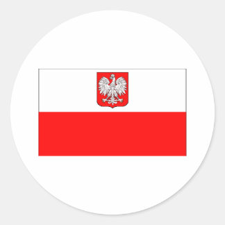 Polish Flag With Eagle Classic Round Sticker