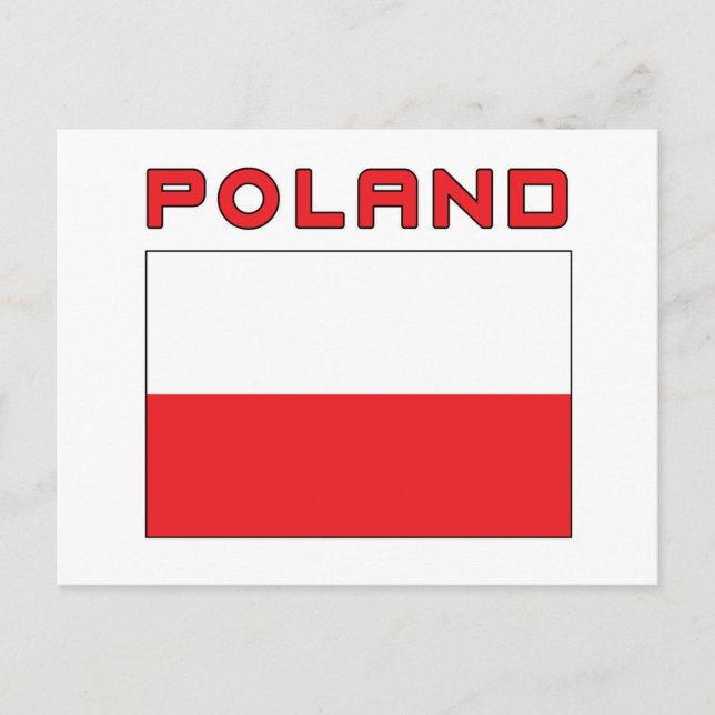 Polish Flag With Poland Postcard (Front)