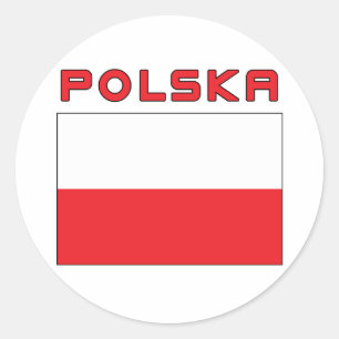 Polish Flag With Polska Classic Round Sticker
