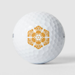 Polish folk art - floral embroidery pattern and cu golf balls