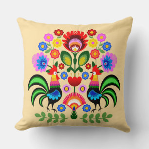 Polish folk art - floral embroidery pattern cushion