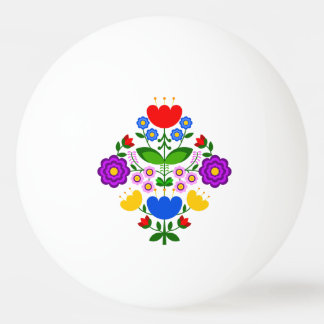Polish folk art - floral embroidery pattern ping pong ball