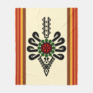 Polish folk art striped textile parzenica fleece blanket