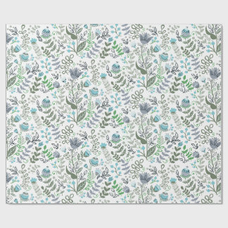 Polish Folk Art Whimsical Flower Pattern Wrapping Paper