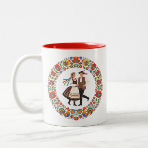 Polish Folk Dance Wycinanki Two-Tone Coffee Mug