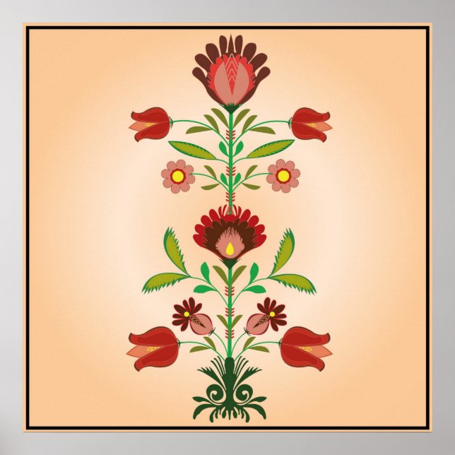 Polish Folk Embroidery Flowers Pattern, Poster (Front)
