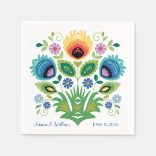 Polish Folk Flowers Lavender and Yellow Napkin