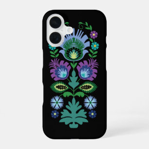 Polish Folk Flowers Light Blue iPhone 16 Case