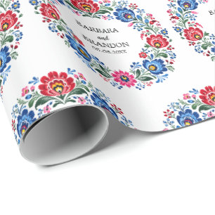 Polish Folk Polska Floral Traditional Vintage Wrapping Paper