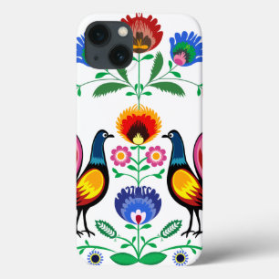 Polish Folk With Decorative Floral & Cockerels iPhone 13 Case