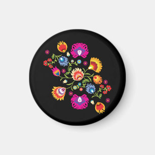 Polish folklore with pink flowers  magnet