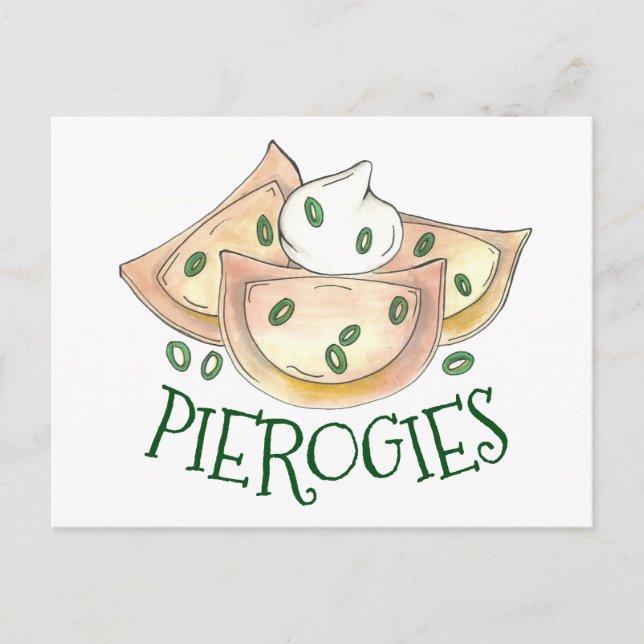 Polish Food Potato Dumplings Pierogies Sour Cream Postcard (Front)