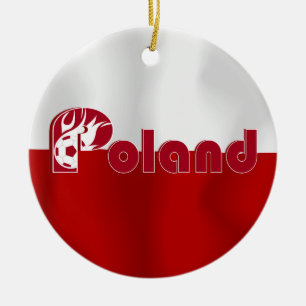 Polish Football Flag Ceramic Tree Decoration