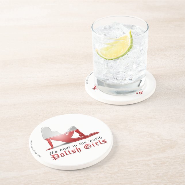 Polish Girl Silhouette Flag Coaster (Side)