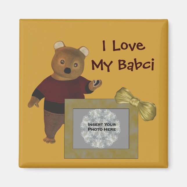 Polish Grandmother Love My Babci Cute Bear Magnet (Front)