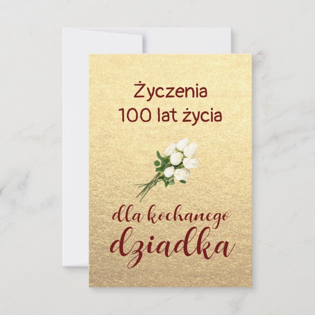 Polish Grandpa birthday kartka urodziny 100 lat (Front)