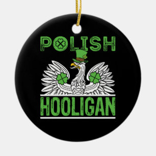 Polish Hooligan St. Patrick's Day  Ceramic Tree Decoration