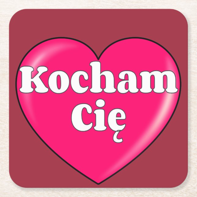 Polish - I love you Square Paper Coaster (Front)