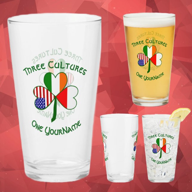 Polish Irish American Flags Shamrock Personalised  Glass (Creator Uploaded)