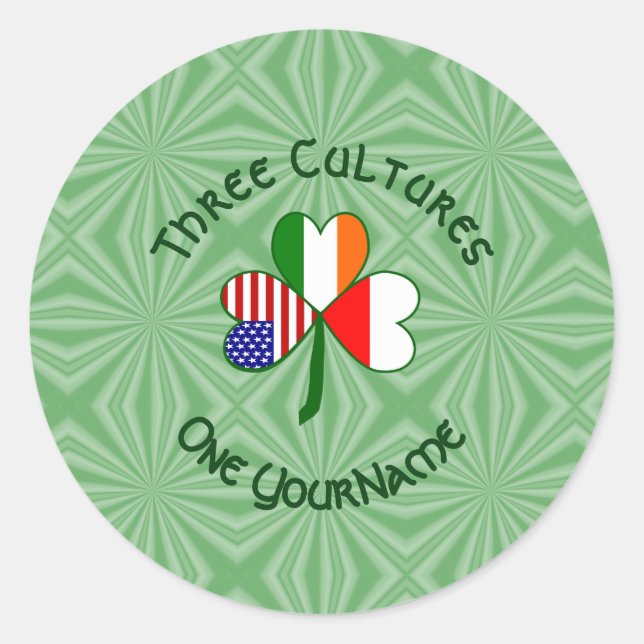 Polish Irish American Shamrock Flag Personalised  Classic Round Sticker (Front)