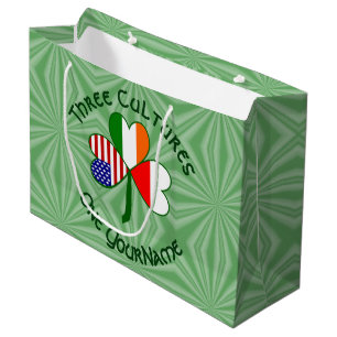 Polish Irish American Shamrock Flag Personalised Large Gift Bag