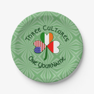 Polish Irish American Shamrock Flag Personalised Paper Plate
