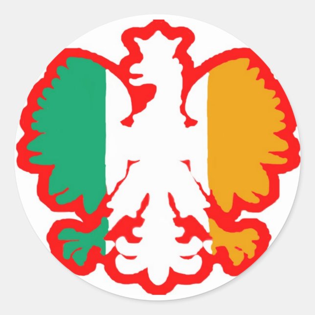 POLISH/IRISH FLAG CLASSIC ROUND STICKER (Front)