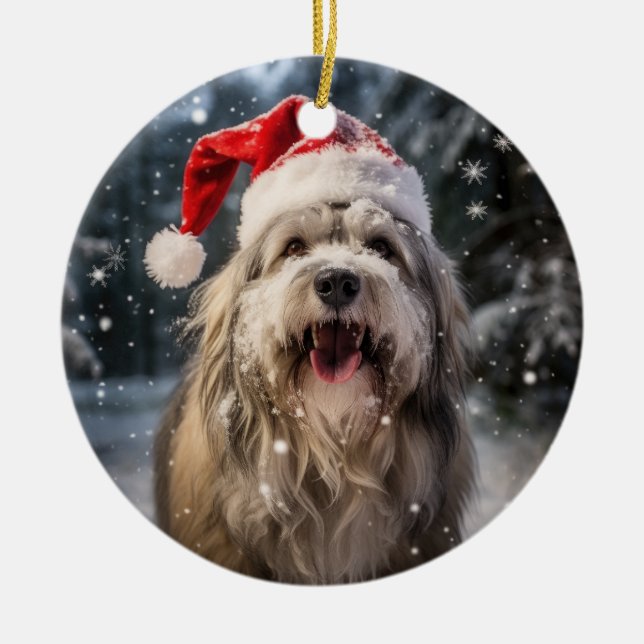 Polish Lowland Sheepdog Christmas Ornament (Front)
