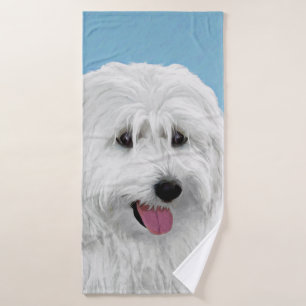 Polish Lowland Sheepdog Painting - Original Dog Ar Bath Towel Set