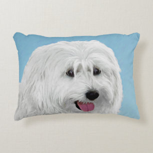 Polish Lowland Sheepdog Painting - Original Dog Ar Decorative Cushion