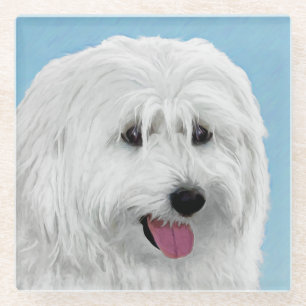 Polish Lowland Sheepdog Painting - Original Dog Ar Glass Coaster