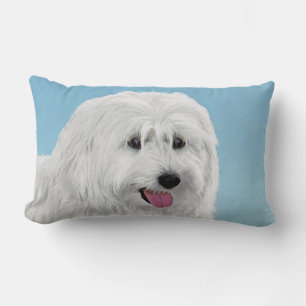 Polish Lowland Sheepdog Painting - Original Dog Ar Lumbar Cushion
