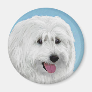 Polish Lowland Sheepdog Painting - Original Dog Ar Magnet