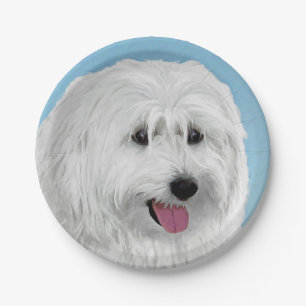 Polish Lowland Sheepdog Painting - Original Dog Ar Paper Plate