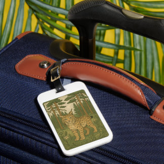 Polish Lynx Forest Folk Art Luggage Tag