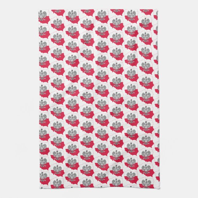 Polish Map Flag Kitchen Towel (Vertical)