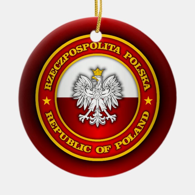 Polish Medallion Ceramic Tree Decoration (Front)