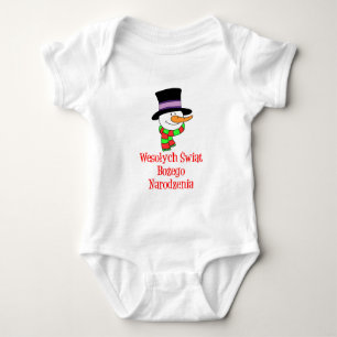 Polish Merry Christmas Snowman Baby Bodysuit