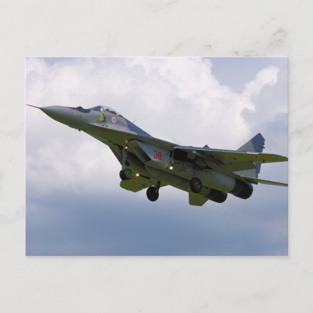 Polish MiG-29 version 9.12A from Base in Malbork Postcard (Front)