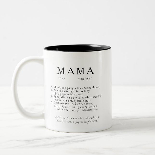 Polish Mom Gift - MAMA Definition Black Two-Tone Coffee Mug (Left)