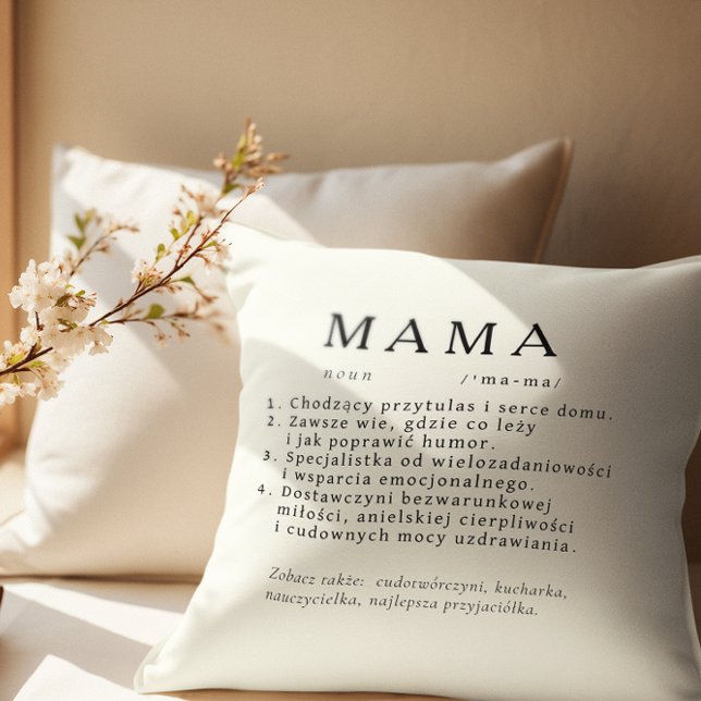 Polish Mom Gift - MAMA Definition Ecru Cushion (Creator Uploaded)