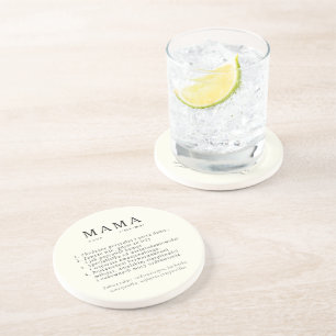 Polish Mum Gift - MAMA Definition Round Ecru Coaster
