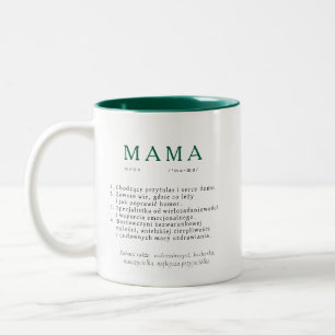 Polish Mum Gift - MAMA Huge Definition Green Two-Tone Coffee Mug