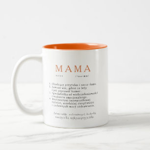 Polish Mum Gift - MAMA Huge Definition Orange Two-Tone Coffee Mug