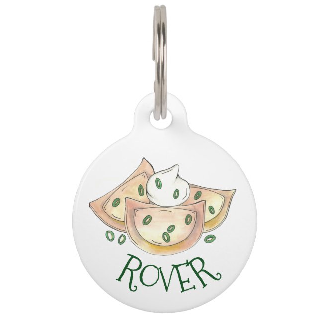 Polish Pierogies Personalised Foodie Dumpling Food Pet Tag (Front)
