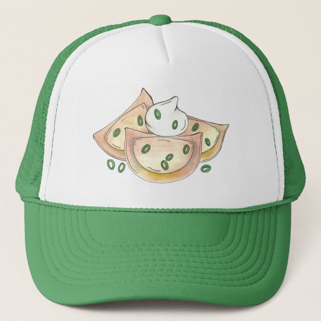 Polish Pierogies Ukrainian Varyenky Dumplings Food Trucker Hat (Front)