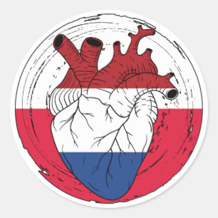 Polish Poland Koningsdag Dutch Netherlands Heart Classic Round Sticker